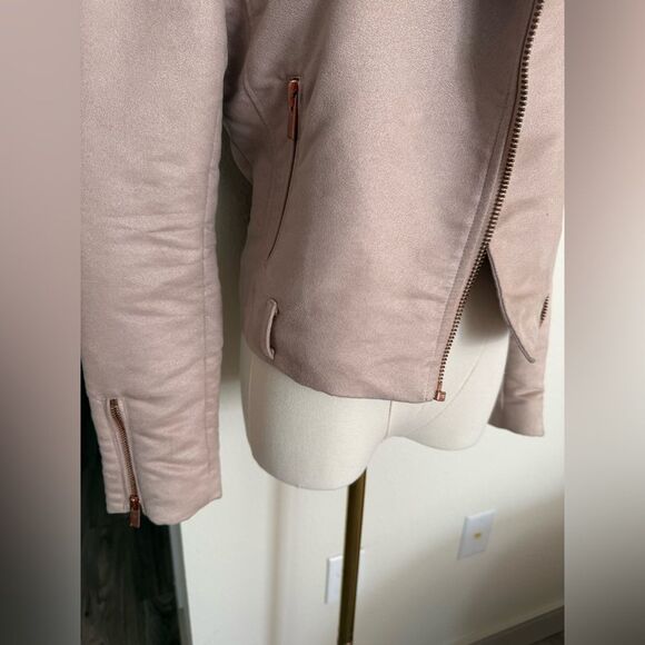 LC Lauren Conrad Runway Faux-Suede Moto Jacket size 4 blush and rose gold jacket - Picture 11 of 12